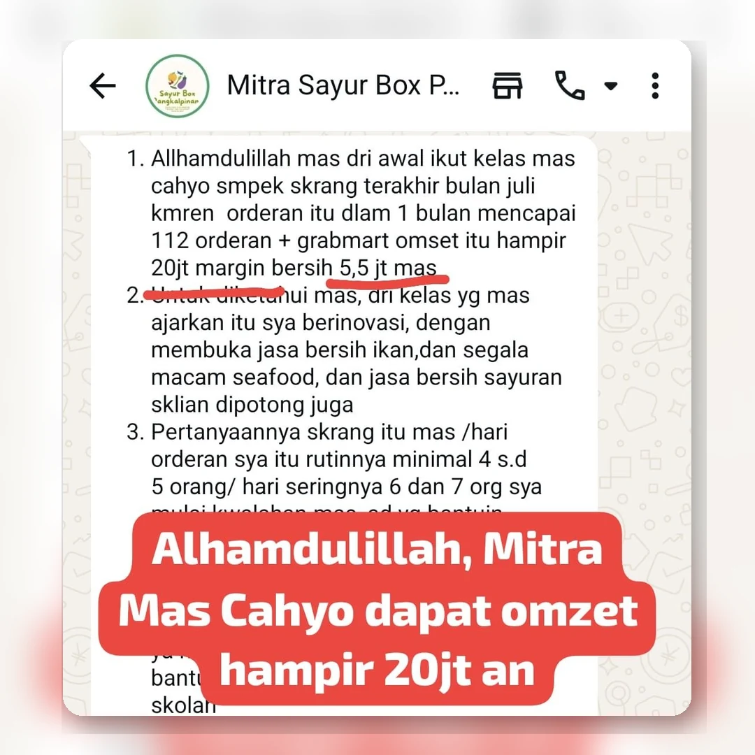 Testimoni omzet hampir 20 juta